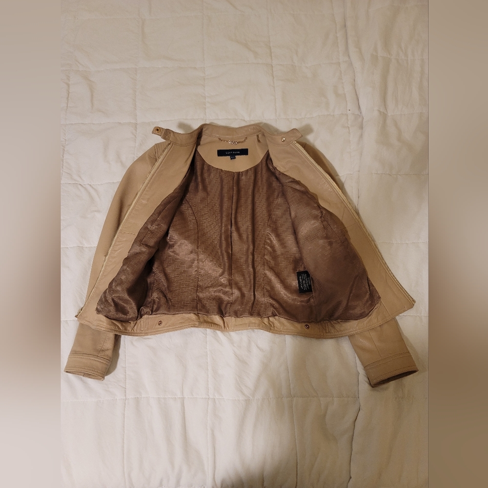 Tan leather jacket xs